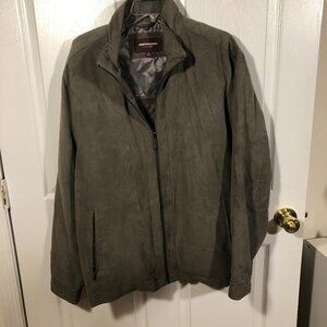 Johnston & Murphy men green blazer, front zip, XL